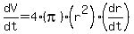 dV%2Fdt+=+4%28pi%29%28r%5E2%29%28dr%2Fdt%29