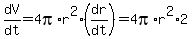 dV%2Fdt+=+4pi%2Ar%5E2%2A%28dr%2Fdt%29+=+4pi%2Ar%5E2%2A2