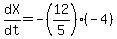dX%2Fdt=-%2812%2F5%29%28-4%29