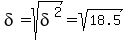 delta=+sqrt%28delta%5E2%29=sqrt%2818.5%29