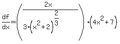 df%2Fdx=%28%282x%29%2F%283%28x%5E2%2B2%29%5E%282%2F3%29%29%29%284x%5E2%2B7%29