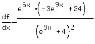 df%2Fdx=%28e%5E%286x%29%28-3e%5E%289x%29%2B24%29%29%2F%28e%5E%289x%29%2B4%29%5E2