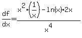 df%2Fdx=%28x%5E2%2A%281%2Fx%29-ln%28x%29%2A2x%29%2Fx%5E4