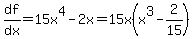 df%2Fdx=15x%5E4-2x=15x%28x%5E3-2%2F15%29