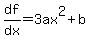df%2Fdx=3ax%5E2%2Bb