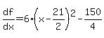 df%2Fdx=6%28x-21%2F2%29%5E2-150%2F4