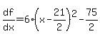 df%2Fdx=6%28x-21%2F2%29%5E2-75%2F2
