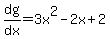 dg%2Fdx=3x%5E2-2x%2B2