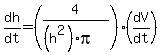 dh%2Fdt=%284%2F%28%28h%5E2%29pi%29%29%28dV%2Fdt%29