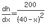 dh%2Fdx=200%2F%2840-x%29%5E2