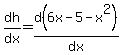 dh%2Fdx=d%286x-5-x%5E2%29%2Fdx