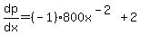 dp%2Fdx=%28-1%29800x%5E%28-2%29%2B2