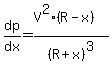 dp%2Fdx=%28V%5E2%28R-x%29%29%2F%28R%2Bx%29%5E3