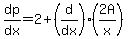 dp%2Fdx=2%2B%28d%2Fdx%29%282A%2Fx%29