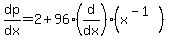 dp%2Fdx=2%2B96%2A%28d%2Fdx%29%28x%5E%28-1%29%29