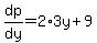 dp%2Fdy=2%2A3y%2B9