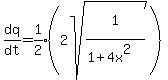 dq%2Fdt+=+expr%281%2F2%29%282sqrt%281%5E%22%22%2F%281%2B4x%5E2%29%29%29