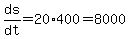 ds%2Fdt+=+20%2A400+=+8000
