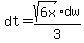 dt+=+sqrt%286x%29dw%2F3
