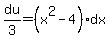 du%2F3=%28x%5E2-4%29dx