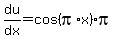 du%2Fdx=cos%28pi%2Ax%29%2Api