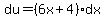 du=%286x%2B4%29dx