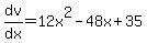 dv%2Fdx=12x%5E2-48x%2B35