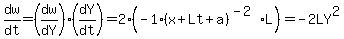 dw%2Fdt=+%28dw%2FdY%29%28dY%2Fdt%29=+2%28-1%28x%2BLt%2B+a%29%5E%28-2%29%2AL%29=-2LY%5E2