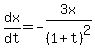 dx%2Fdt=-3x%2F%281%2Bt%29%5E2