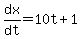 dx%2Fdt=10t%2B1