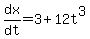 dx%2Fdt=3%2B12t%5E3