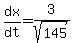 dx%2Fdt=3%2Fsqrt%28145%29