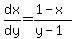 dx%2Fdy=%281-x%29%2F%28y-1%29