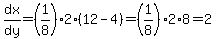 dx%2Fdy=%281%2F8%29%2A2%2812-4%29=%281%2F8%29%2A2%2A8=2