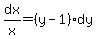 dx%2Fx=%28y-1%29dy