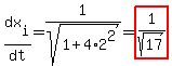 dx%5Bi%5D%2Fdt+=+1%2F+sqrt%281%2B+4%2A2%5E2%29+=+highlight%281%2Fsqrt%2817%29%29