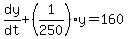dy%2Fdt%2B%281%2F250%29y=160