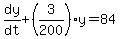 dy%2Fdt%2B%283%2F200%29y=84