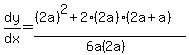dy%2Fdx=%28%282a%29%5E2%2B2%282a%29%282a%2Ba%29%29%2F%286a%282a%29%29