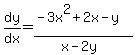 dy%2Fdx=%28-3x%5E2%2B2x-y%29%2F%28x-2y%29