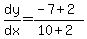 dy%2Fdx=%28-7%2B2%29%2F%2810%2B2%29