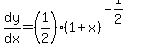 dy%2Fdx=%281%2F2%29%281%2Bx%29%5E%28-1%2F2%29
