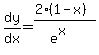 dy%2Fdx=%282%281-x%29%29%2F%28e%5Ex%29