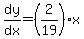 dy%2Fdx=%282%2F19%29x