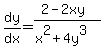 dy%2Fdx=%282-2xy%29%2F%28x%5E2%2B4y%5E3%29