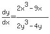 dy%2Fdx=%282x%5E3-9x%29%2F%282y%5E3-4y%29