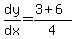 dy%2Fdx=%283%2B6%29%2F4
