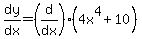 dy%2Fdx=%28d%2Fdx%29%284x%5E4%2B10%29