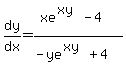 dy%2Fdx=%28xe%5E%28xy%29-4%29%2F%28-ye%5E%28xy%29%2B4%29