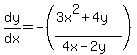 dy%2Fdx=-%28%283x%5E2%2B4y%29%2F%284x-2y%29%29